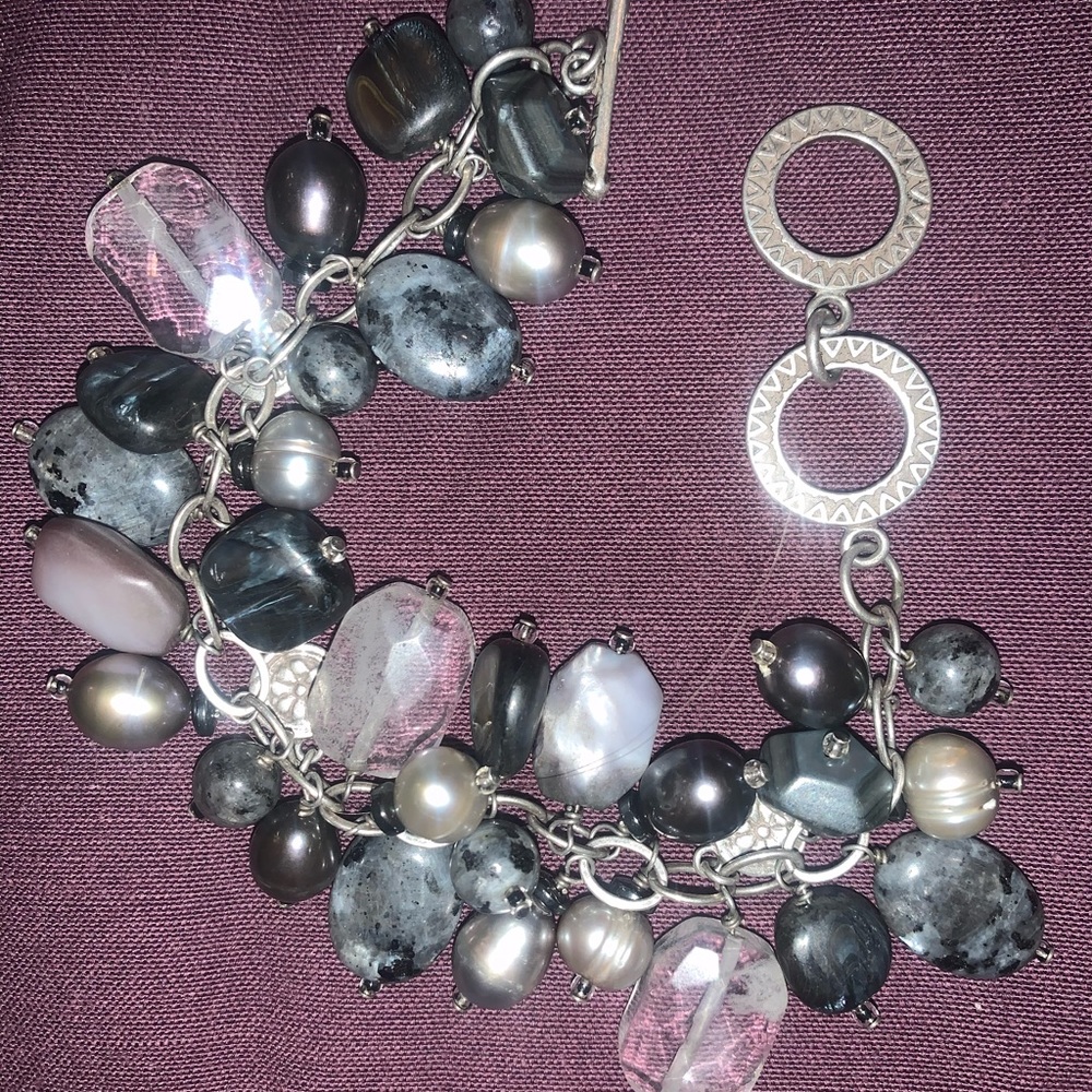 Silpada Black Gray Stone Hermatite Bracelet